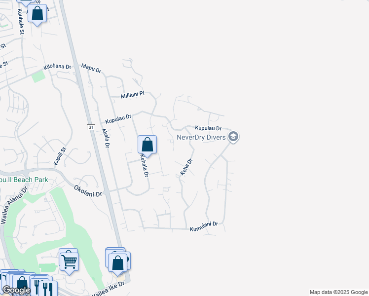 map of restaurants, bars, coffee shops, grocery stores, and more near 3264 Keha Drive in Kihei