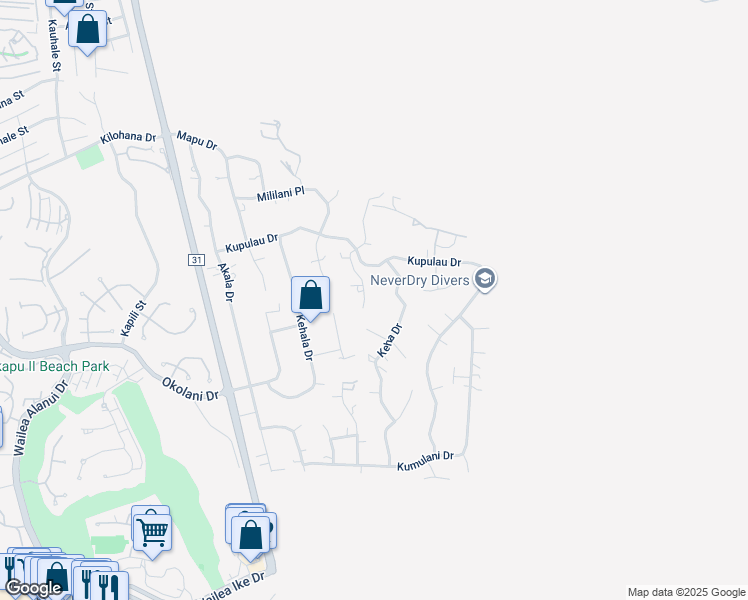 map of restaurants, bars, coffee shops, grocery stores, and more near 3291 Waileia Place in Wailea-Makena