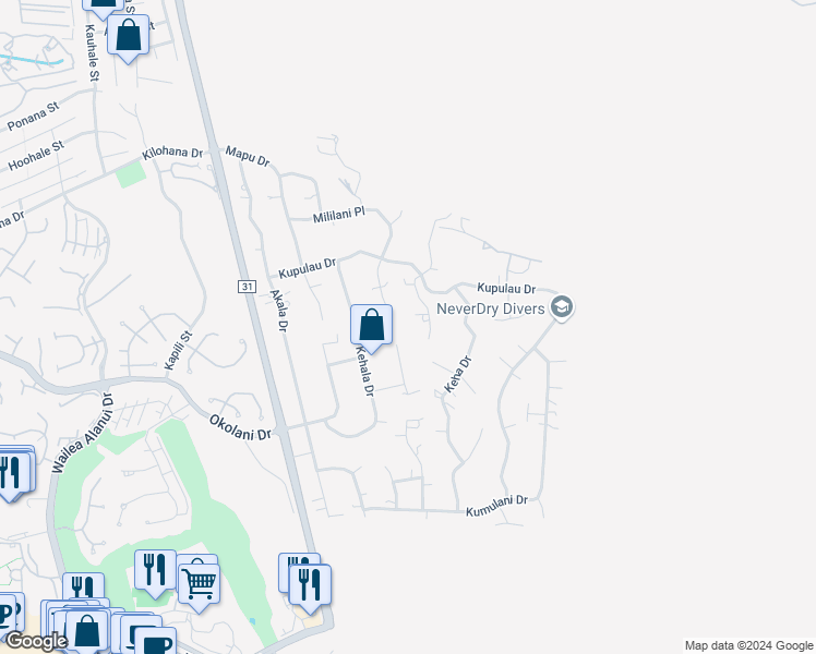 map of restaurants, bars, coffee shops, grocery stores, and more near 3268 Waileia Place in Kihei