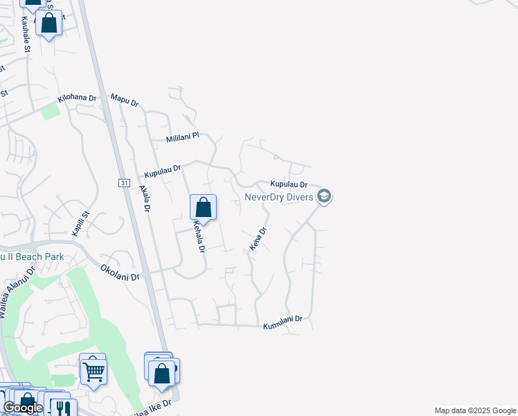 map of restaurants, bars, coffee shops, grocery stores, and more near 3254 Keha Drive in Kihei
