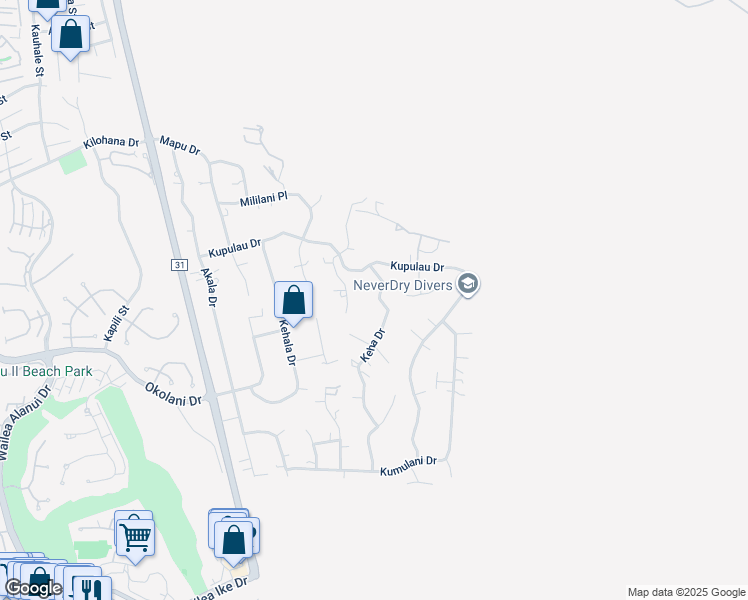 map of restaurants, bars, coffee shops, grocery stores, and more near 3254 Keha Drive in Kihei