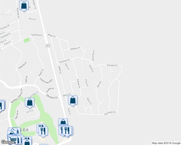 map of restaurants, bars, coffee shops, grocery stores, and more near 3274 Waileia Place in Kihei