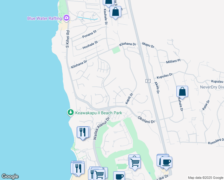 map of restaurants, bars, coffee shops, grocery stores, and more near 164 West Ikea Moku Place in Kihei