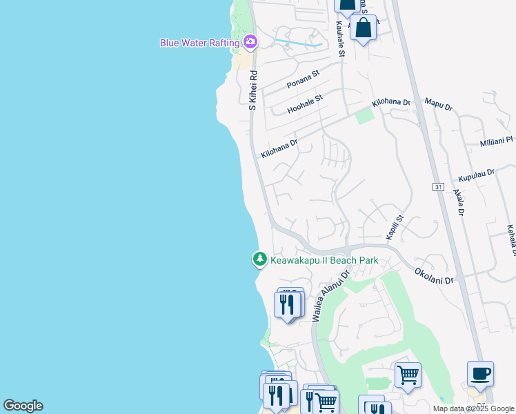 map of restaurants, bars, coffee shops, grocery stores, and more near 3146 South Kihei Road in Kihei