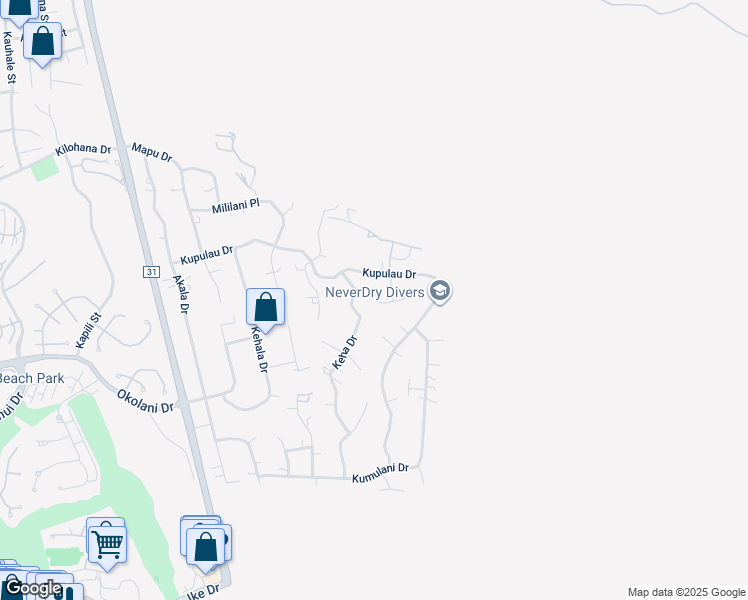 map of restaurants, bars, coffee shops, grocery stores, and more near 735 Lanina Street in Kihei