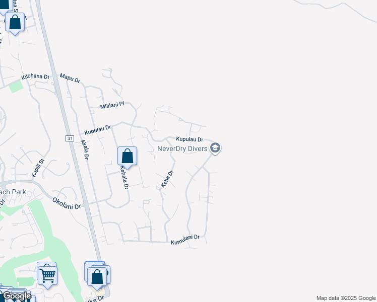 map of restaurants, bars, coffee shops, grocery stores, and more near 3228 Lanina Street in Kihei