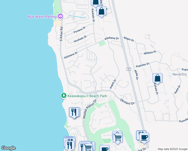 map of restaurants, bars, coffee shops, grocery stores, and more near 152 Heleuma Place in Kihei