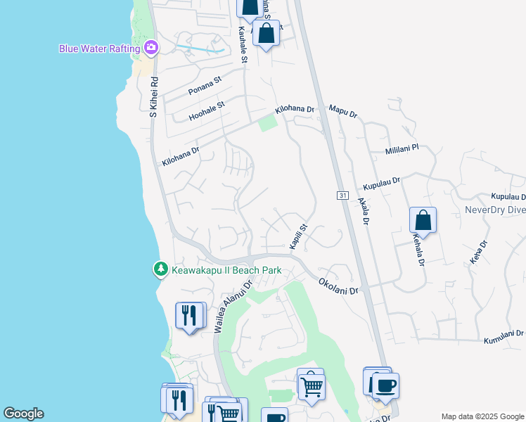 map of restaurants, bars, coffee shops, grocery stores, and more near 169 West Ikea Moku Place in Kihei