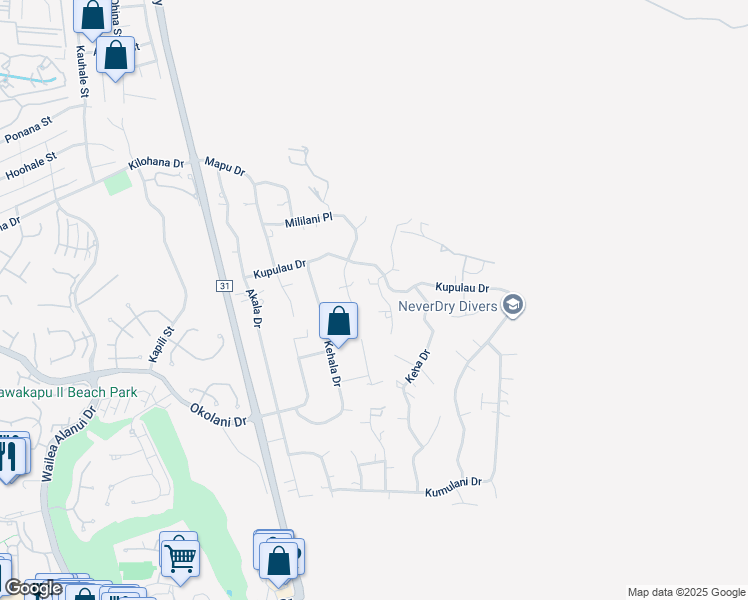 map of restaurants, bars, coffee shops, grocery stores, and more near 3240 Waileia Place in Kihei