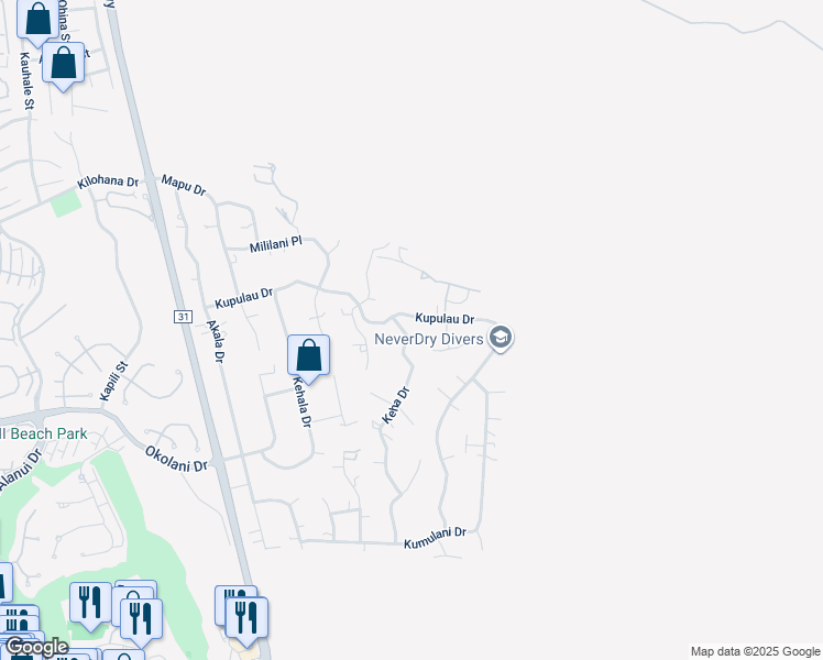 map of restaurants, bars, coffee shops, grocery stores, and more near 3225 Keha Drive in Kihei