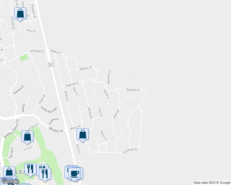 map of restaurants, bars, coffee shops, grocery stores, and more near 700 Kupulau Drive in Kihei