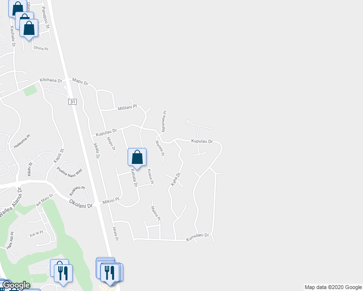 map of restaurants, bars, coffee shops, grocery stores, and more near 3225 Keha Drive in Kihei