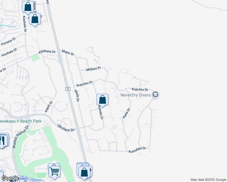 map of restaurants, bars, coffee shops, grocery stores, and more near 3228 Waileia Place in Kihei