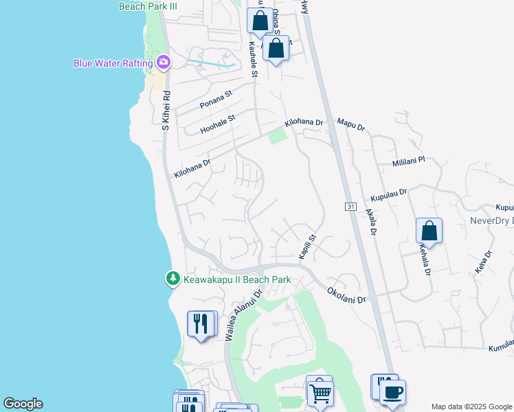 map of restaurants, bars, coffee shops, grocery stores, and more near 173 Heleuma Place in Kihei