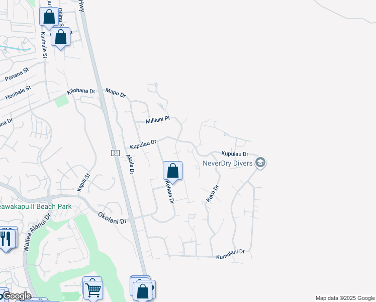 map of restaurants, bars, coffee shops, grocery stores, and more near 3218 Waileia Place in Kihei