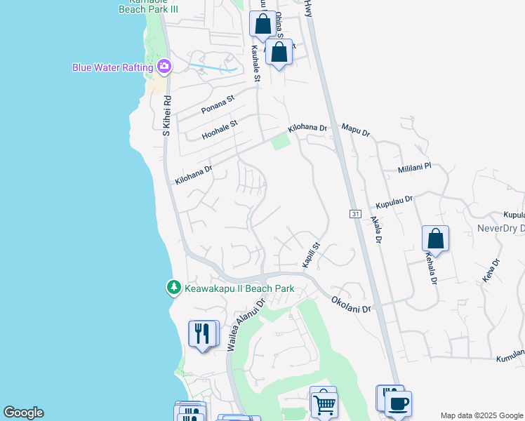 map of restaurants, bars, coffee shops, grocery stores, and more near 183 Heleuma Place in Kihei