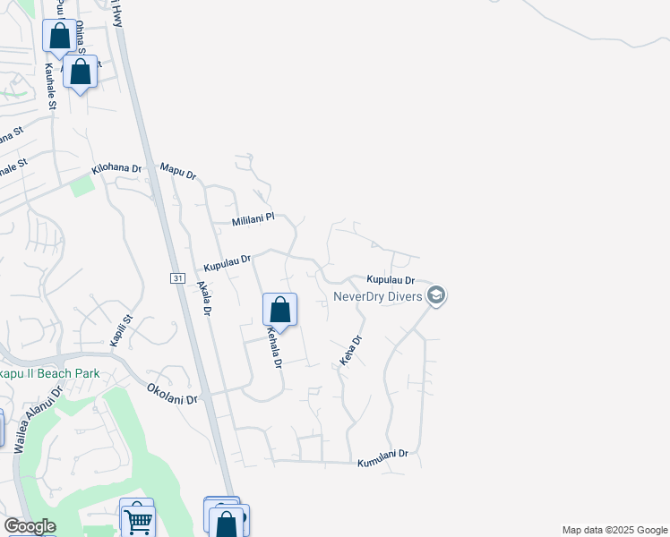 map of restaurants, bars, coffee shops, grocery stores, and more near 3187 Nahenahe Place in Kihei