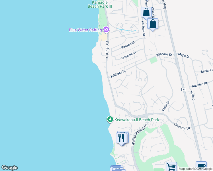 map of restaurants, bars, coffee shops, grocery stores, and more near 3082 South Kihei Road in Kihei