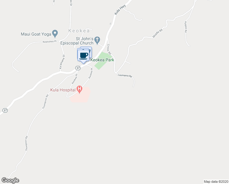 map of restaurants, bars, coffee shops, grocery stores, and more near 555 Cross Road in Kula