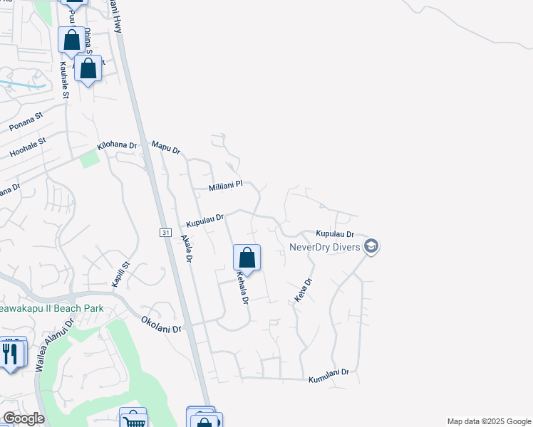 map of restaurants, bars, coffee shops, grocery stores, and more near 609 Kupulau Drive in Kihei