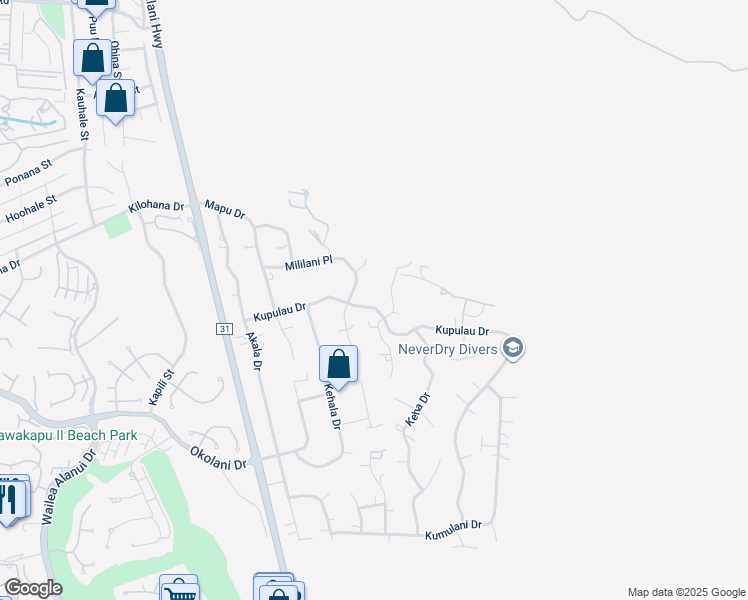 map of restaurants, bars, coffee shops, grocery stores, and more near 619 Kupulau Drive in Kihei