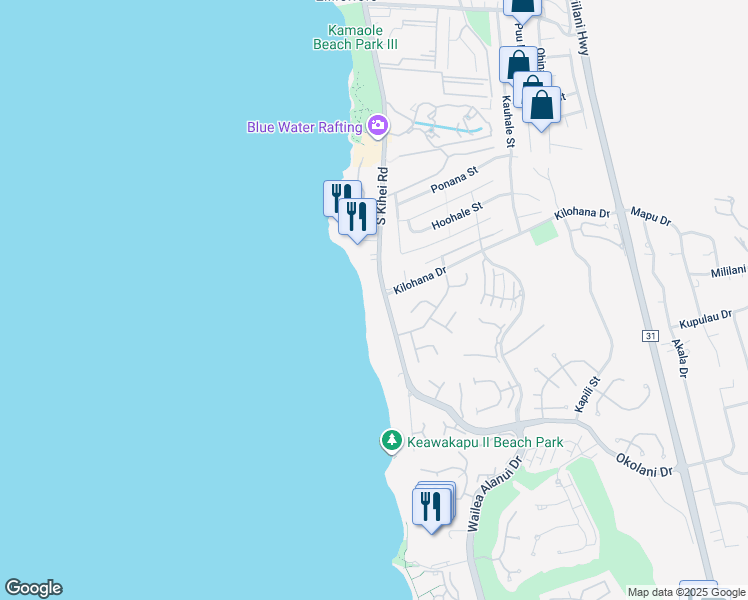 map of restaurants, bars, coffee shops, grocery stores, and more near 3060 South Kihei Road in Kihei