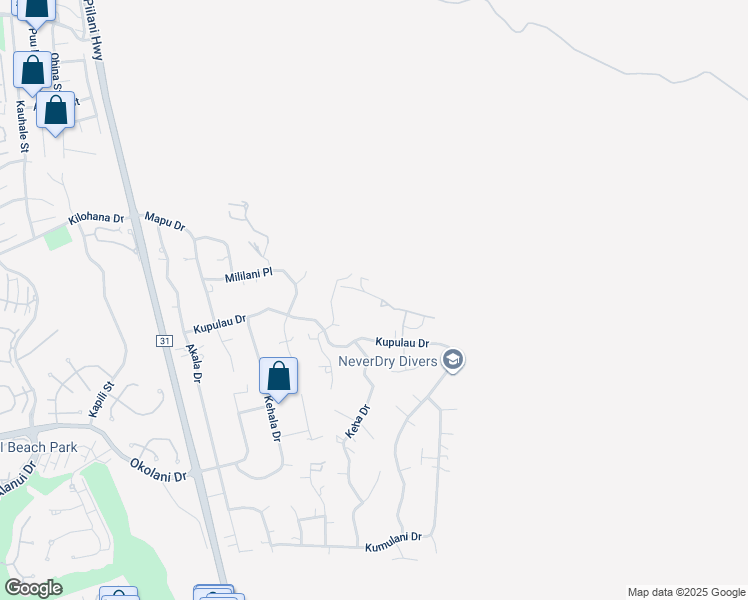map of restaurants, bars, coffee shops, grocery stores, and more near 135 Kaimanu Place in Kihei