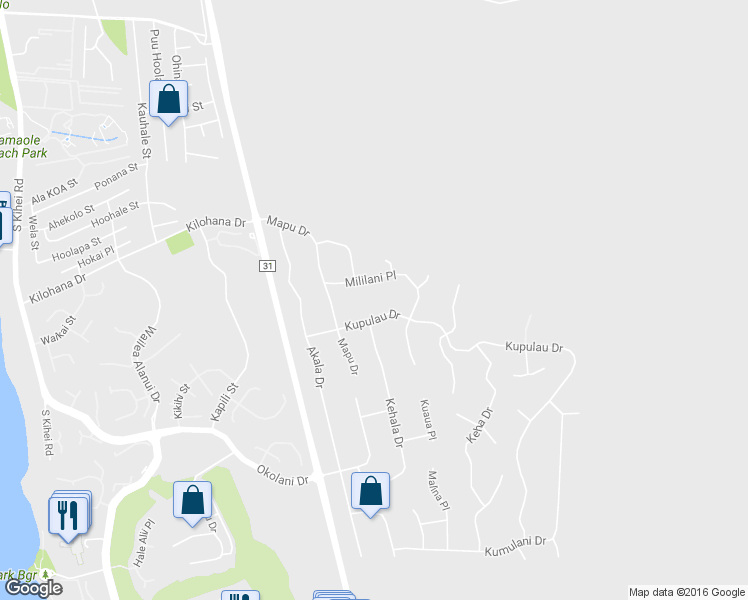 map of restaurants, bars, coffee shops, grocery stores, and more near 539 Kupulau Drive in Kihei