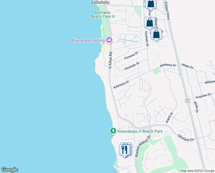 map of restaurants, bars, coffee shops, grocery stores, and more near 3032 South Kihei Road in Kihei