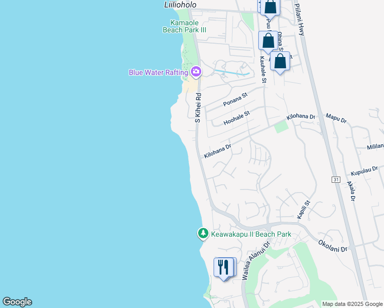 map of restaurants, bars, coffee shops, grocery stores, and more near 3032 South Kihei Road in Kihei