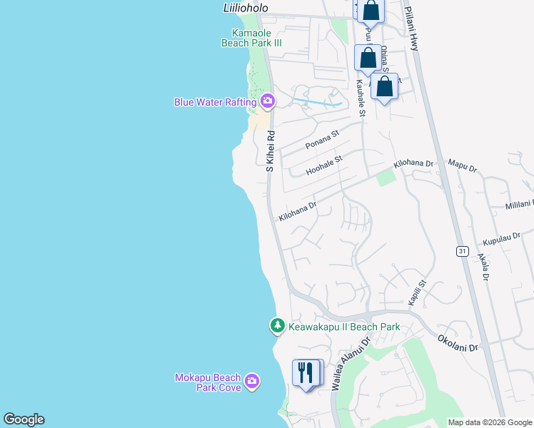 map of restaurants, bars, coffee shops, grocery stores, and more near 3032 South Kihei Road in Kihei