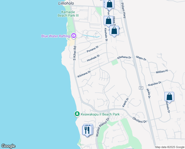 map of restaurants, bars, coffee shops, grocery stores, and more near 101 Waaula Place in Kihei