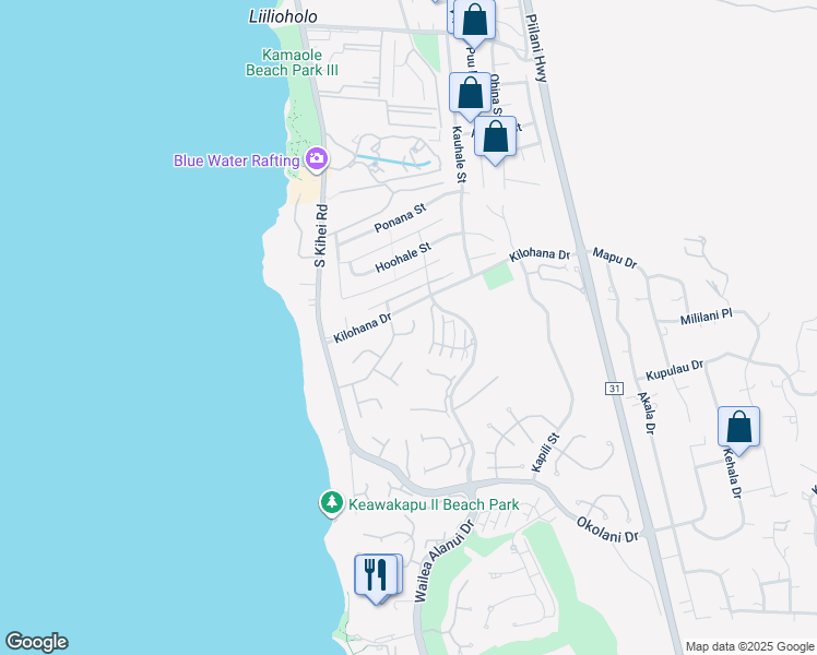 map of restaurants, bars, coffee shops, grocery stores, and more near 119 Waaula Place in Wailea-Makena