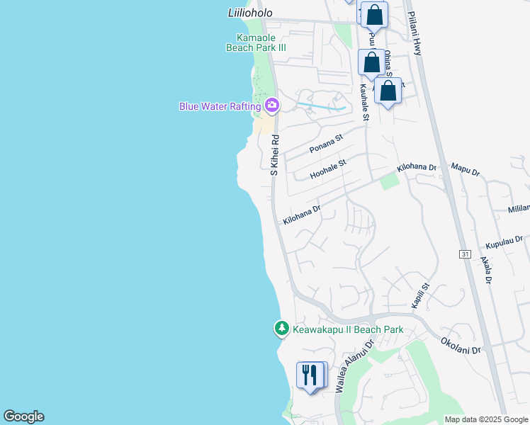 map of restaurants, bars, coffee shops, grocery stores, and more near 3016 South Kihei Road in Kihei