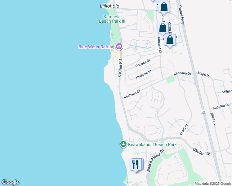 map of restaurants, bars, coffee shops, grocery stores, and more near 3016 South Kihei Road in Kihei
