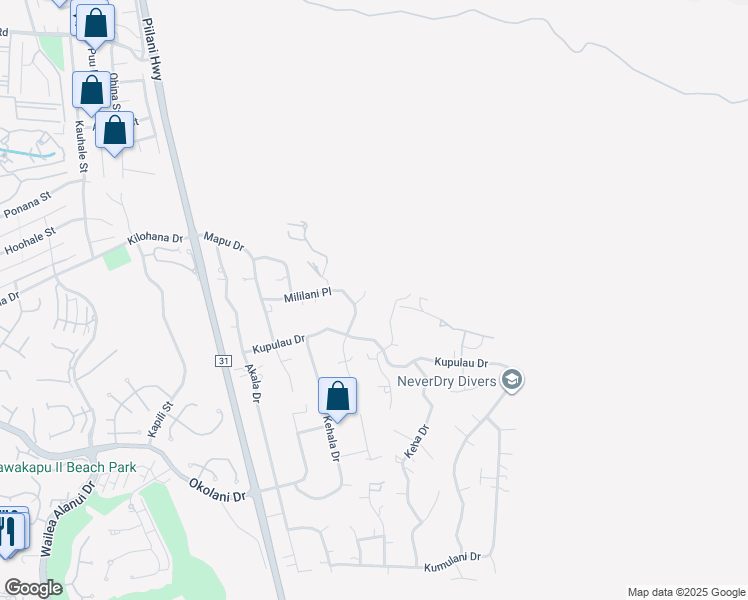 map of restaurants, bars, coffee shops, grocery stores, and more near 614 Luana Place in Kihei