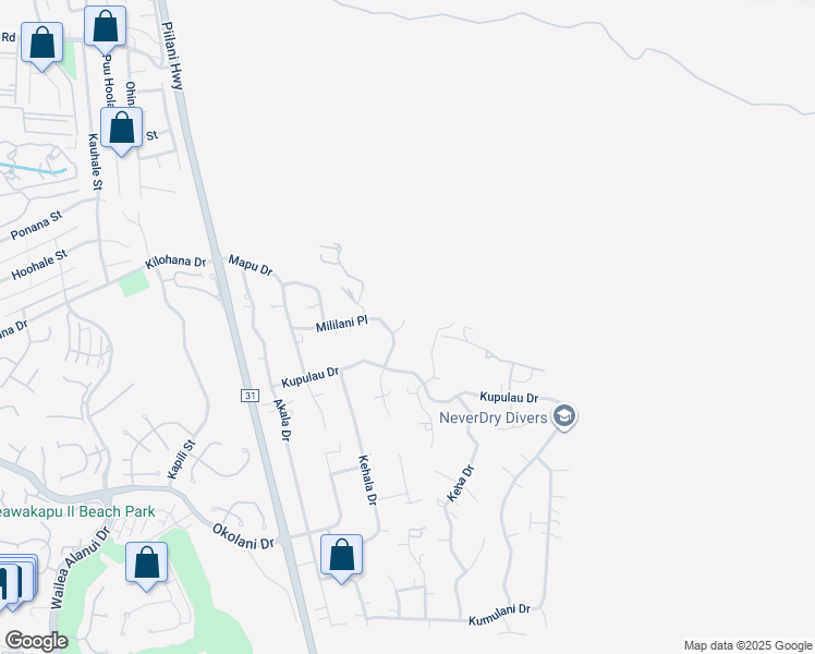 map of restaurants, bars, coffee shops, grocery stores, and more near 614 Luana Place in Kihei