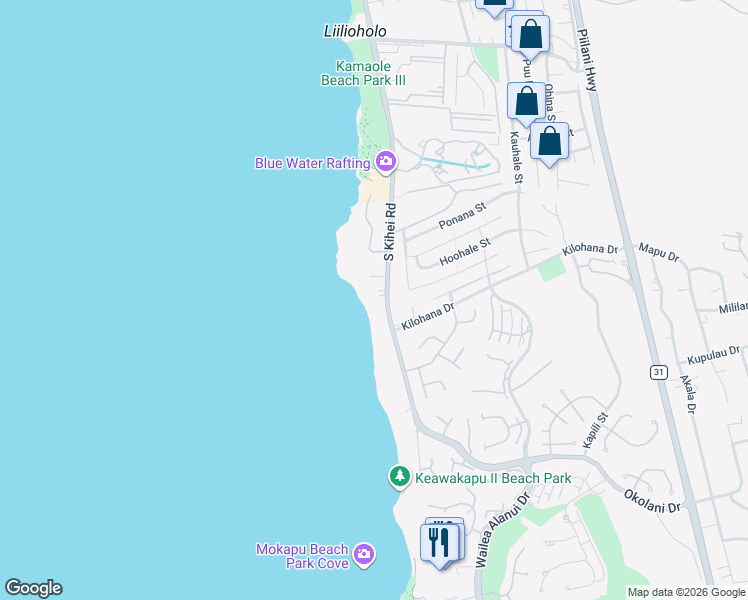 map of restaurants, bars, coffee shops, grocery stores, and more near 3016 South Kihei Road in Kihei