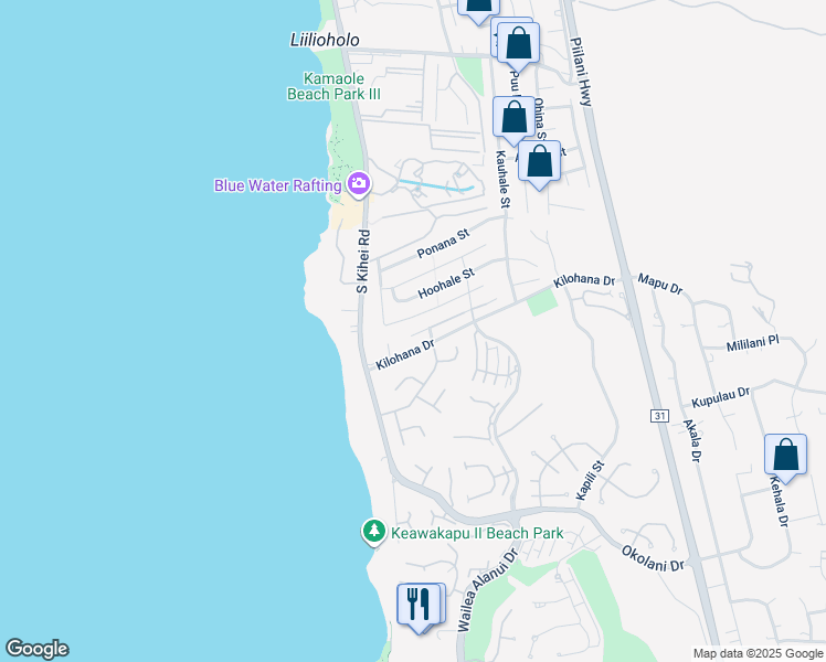 map of restaurants, bars, coffee shops, grocery stores, and more near 77 Hokai Place in Kihei
