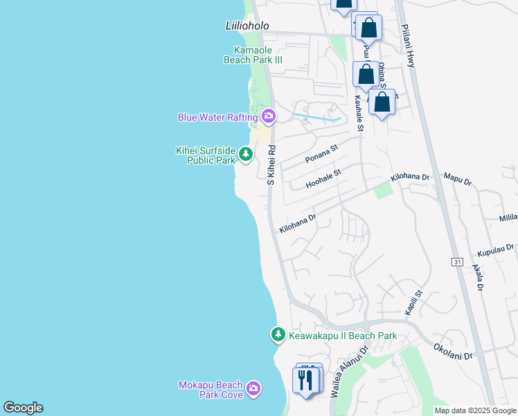 map of restaurants, bars, coffee shops, grocery stores, and more near 2980 South Kihei Road in Kihei