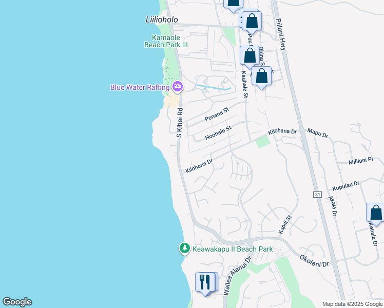 map of restaurants, bars, coffee shops, grocery stores, and more near 165 Hoolapa Street in Kihei