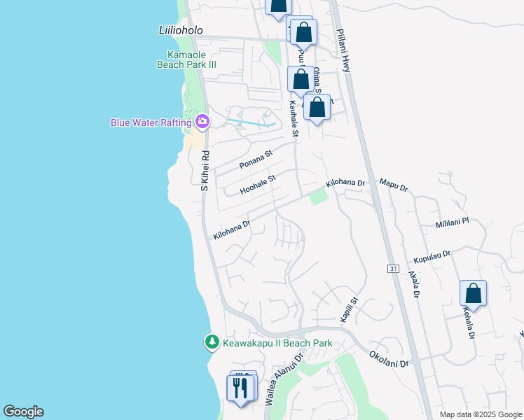 map of restaurants, bars, coffee shops, grocery stores, and more near 130 Hokai Place in Kihei