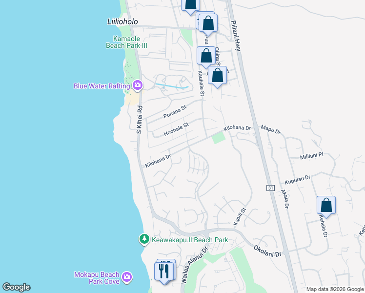 map of restaurants, bars, coffee shops, grocery stores, and more near 138 Hokai Place in Kihei