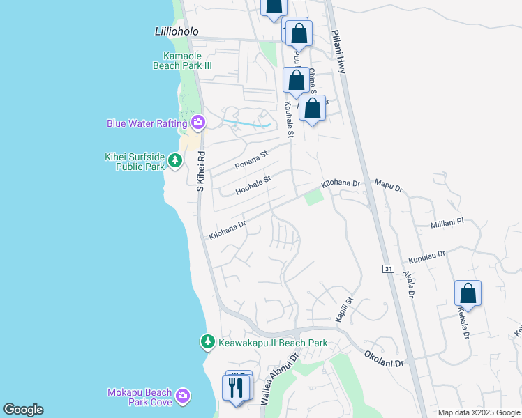 map of restaurants, bars, coffee shops, grocery stores, and more near 138 Hokai Place in Kihei