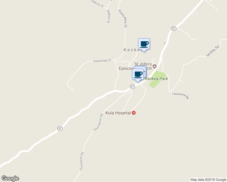 map of restaurants, bars, coffee shops, grocery stores, and more near 8921 Ulupalakua Road in Kula