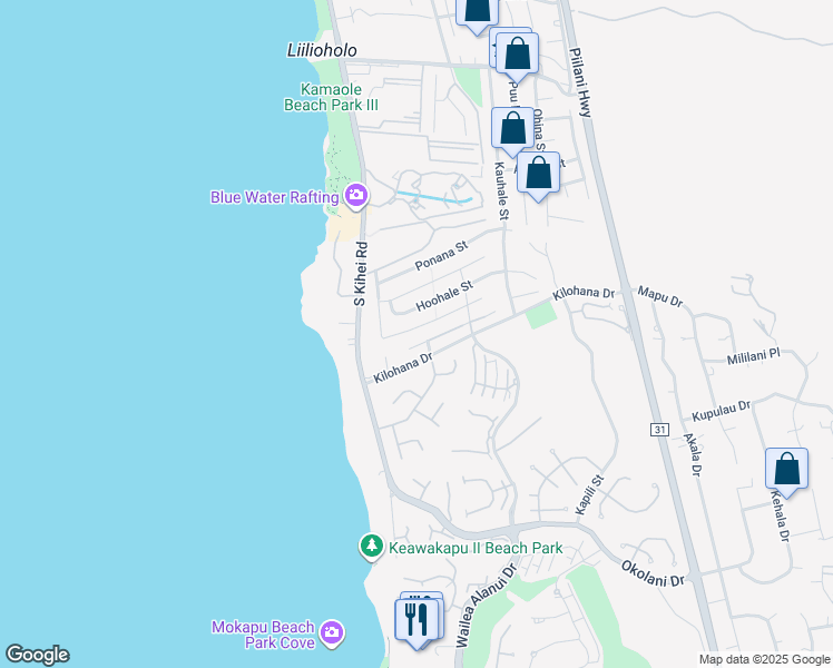 map of restaurants, bars, coffee shops, grocery stores, and more near 135 Hoolapa Street in Kihei