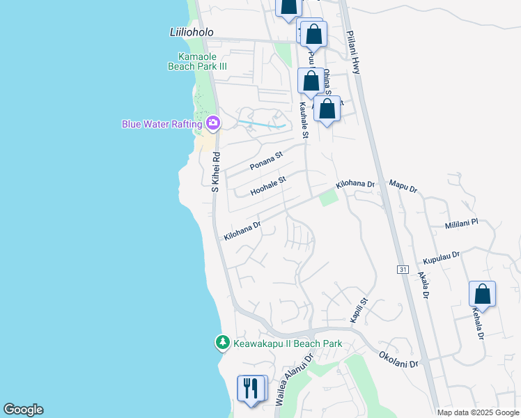 map of restaurants, bars, coffee shops, grocery stores, and more near 109 Hokai Place in Kihei