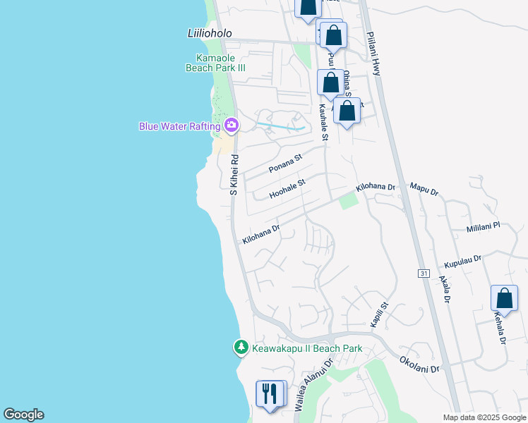 map of restaurants, bars, coffee shops, grocery stores, and more near 143 Hoolapa Street in Kihei