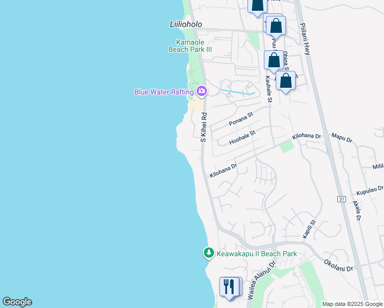 map of restaurants, bars, coffee shops, grocery stores, and more near 2980 South Kihei Road in Kihei