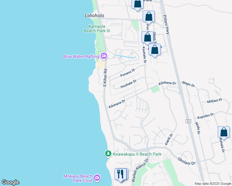 map of restaurants, bars, coffee shops, grocery stores, and more near 144 Hoolapa Street in Kihei